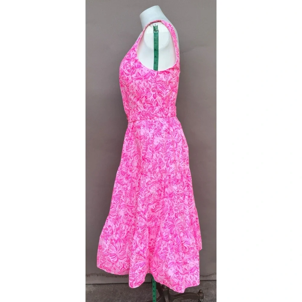 NWOT Lilly Pulitzer McKinnon Midi Cotton Sundress Pink Blossom Foxy Llama • 12